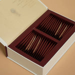 Angled view of open box with evenly stacked Pu’er tea mix sachets