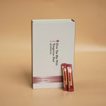 Vertical display of Pu’er tea mix with tangerine peel box and two red sachets