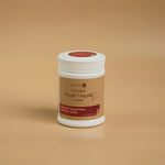 white_plastic_bottle_with_brown_label_of_Royal_Lingzhi_capsule_angled_on_beige_background